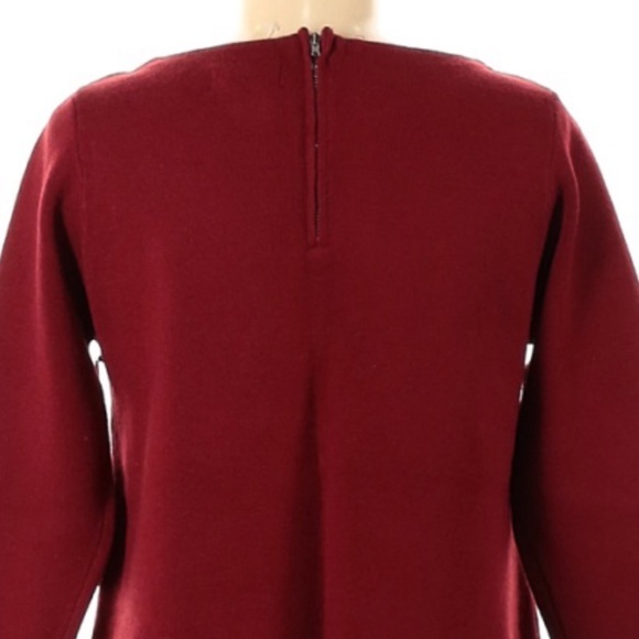 Cynthia Rowley size M burgundy w orange cuffs zip up A-line 3/4 sleeve sweater - Picture 7 of 14